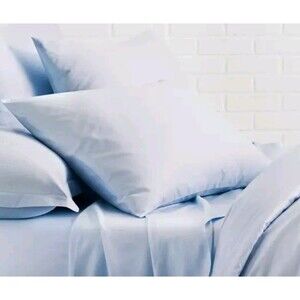 Origanami 100% Organic Cotton 330 Sateen Standard Pillow Cases - Sky blue